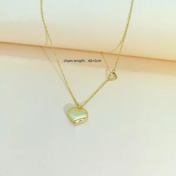 PVD Coated 18K Gold Plated Heart Shape 304 Stainless Steel Fashion Waterproof Non Tarnish 304 Stainless Steel Pendant Necklace