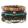 Wholesale Wooden bead alloy multi-layer elastic bracelet
