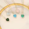 Wholesale Fashion Heart Shape Stainless Steel Copper Inlay Zircon Pendant Necklace 1 Piece