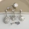 Wholesale Fashion Water Droplets Stainless Steel Inlay Zircon Belly Ring 5 Pieces
