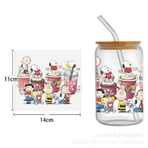 Snoopy series transparent crystal standard water cup waterproof stickers-12