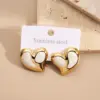 Wholesale Vacuum Plated Stainless Steel 201 Heart Shaped Earrings Women's Daily Wear Fashion Jewelry Drop Oil And Polished Surface