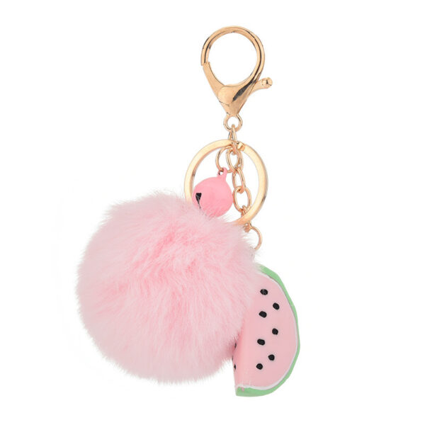 Wholesale Cute Cut Geometric Fruit Fur Ball Keychain Candy Color Plush Doll