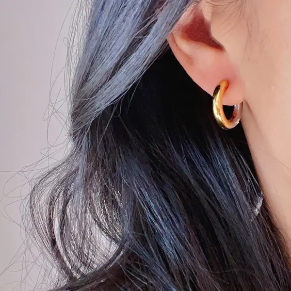 Wholesale 1 Pair Retro Color Block Titanium Steel Plating Hoop Earrings