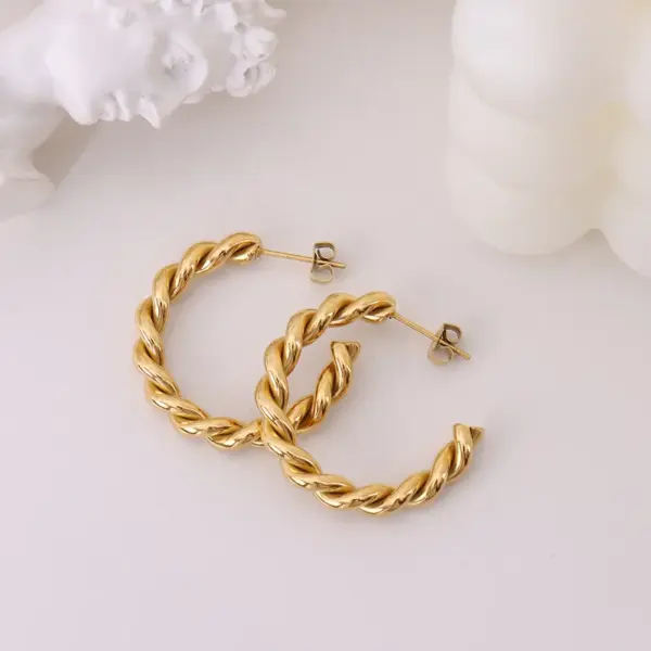 oly-c4c01f6e1fdd7097fd5bcb293aecbeb6 Wholesale PVD Coated Real Gold Plated 18K Gold Printing 304 Stainless Steel Fashion Waterproof Non Tarnish Earrings