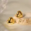 Wholesale PVD Coated 18K Gold Plated Heart Shape Stainless Steel Vintage Style Waterproof Non Tarnish Ear Studs