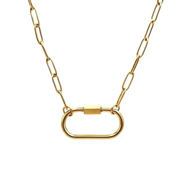 Wholesale 18K Gold Plated Stainless Steel Oval Heart Shaped Link Clasp DIY Adjustable Chain Necklace For Men And Women Suitable For All Seasons