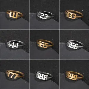 Wholesale PVD Coated 18K Gold Real Gold Plated Number 201 Stainless Steel Fashion Waterproof Non Tarnish Open Ring