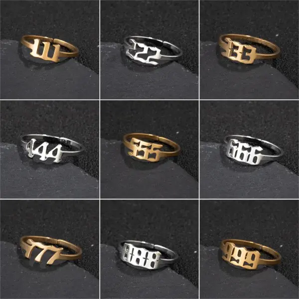 Wholesale PVD Coated 18K Gold Real Gold Plated Number 201 Stainless Steel Fashion Waterproof Non Tarnish Open Ring