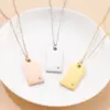 Wholesale 304 Stainless Steel Square PVD Coated Zircon 18K Real Gold Plated Simple Style Waterproof Non Tarnish Inlay Pendant Necklace