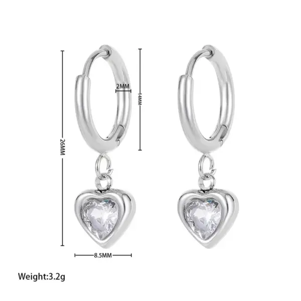PVD Coated 18K Gold Platinum Real Gold Plated Heart Shape 304 Stainless Steel Elegant Sweet Waterproof Non Tarnish Earrings Necklace