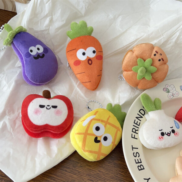 Wholesale Fun Cartoon Fabric Vegetable and Fruit Keychain, Cute Food Toy Bag Pendant, Couple Bestie Gift Accessories