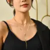 Wholesale 304 Stainless Steel Solid Color PVD Coated 18K Real Gold Plated Elegant Waterproof Non Tarnish Plating Long Necklace