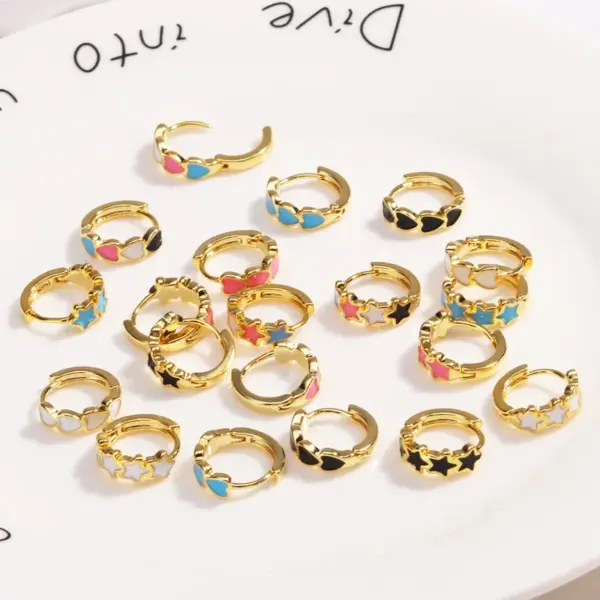 Wholesale 1 Pair Cute Pastoral Classic Style Star Heart Shape Plating Copper 18K Gold Plated White Gold Plated Gold Plated Earrings