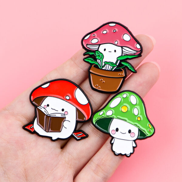 oly-c4d73f36648ab501e6b3a64ec226c5c1 Wholesale Mushroom brooch cartoon metal badge accessory
