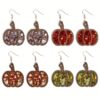 Wholesale Halloween Thanksgiving Vintage Wood Inlaid Sequin Earrings