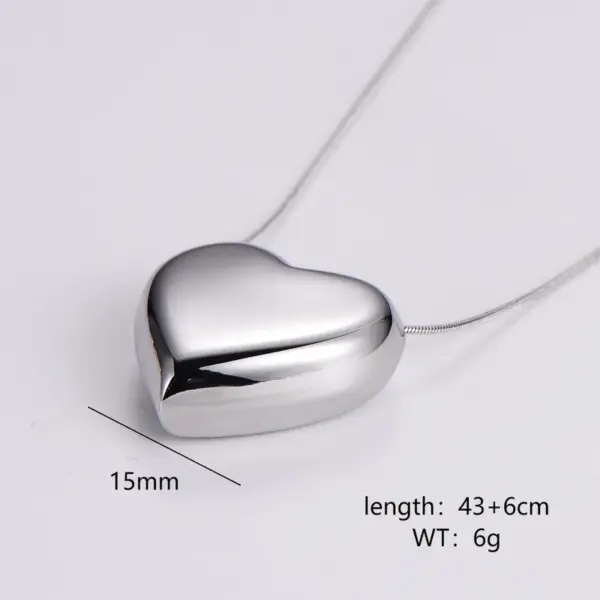 PVD Coated 18K Gold Plated Heart Shape Stainless Steel Simple Style Waterproof Non Tarnish 304 Stainless Steel Pendant Necklace