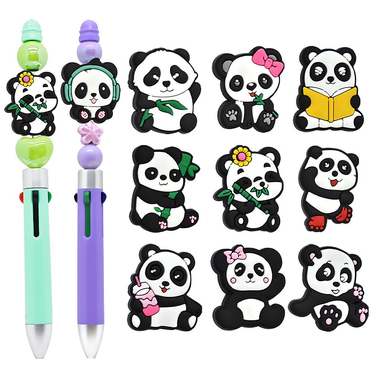 Wholesale DIY Cute Cartoon Panda Beaded Pen Pvc Soft Glue Focus Beads