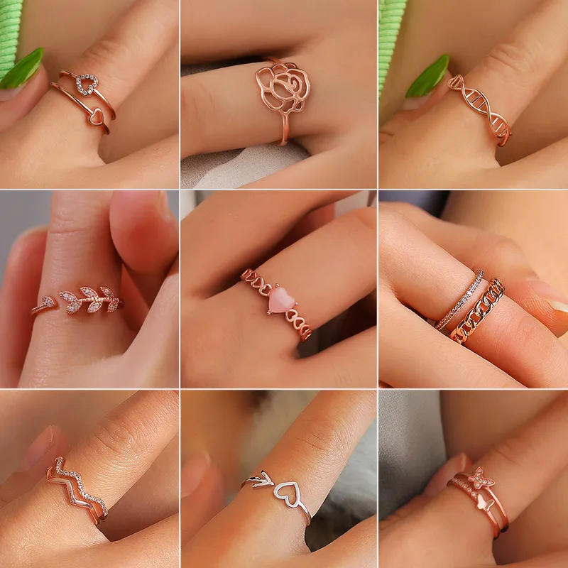Wholesale Copper Geometric Artificial Gemstones Copper Rings