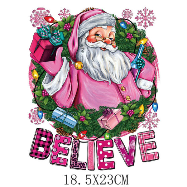 Wholesale Pink cartoon Santa Claus heat transfer pattern