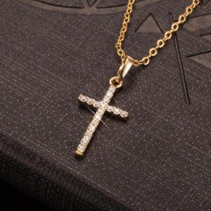 Gold diamond cross necklace