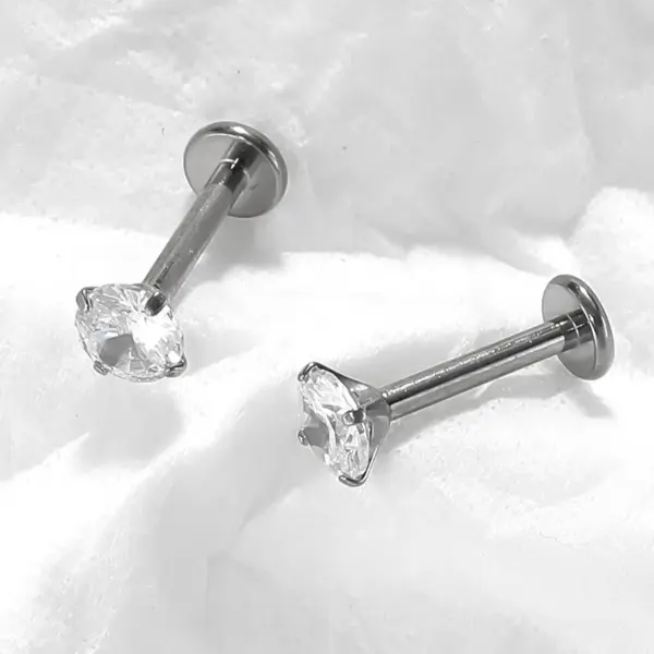 Wholesale Simple Style Geometric Pure Titanium Zircon Lip Stud Tongue Nail In Bulk