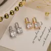 Wholesale 1 Pair Simple Style Commute Square Plating Inlay Copper Zircon 18k Gold Plated Earrings