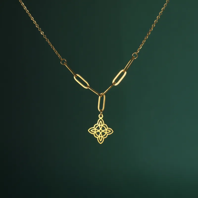 Wholesale Jewelry Hip-Hop Retro Witches Knot 304 Stainless Steel Plating Pendant Necklace