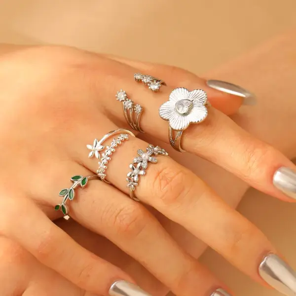 Wholesale Jewelry Casual Streetwear Flower Copper Plating Adjustable Ring Open Rings