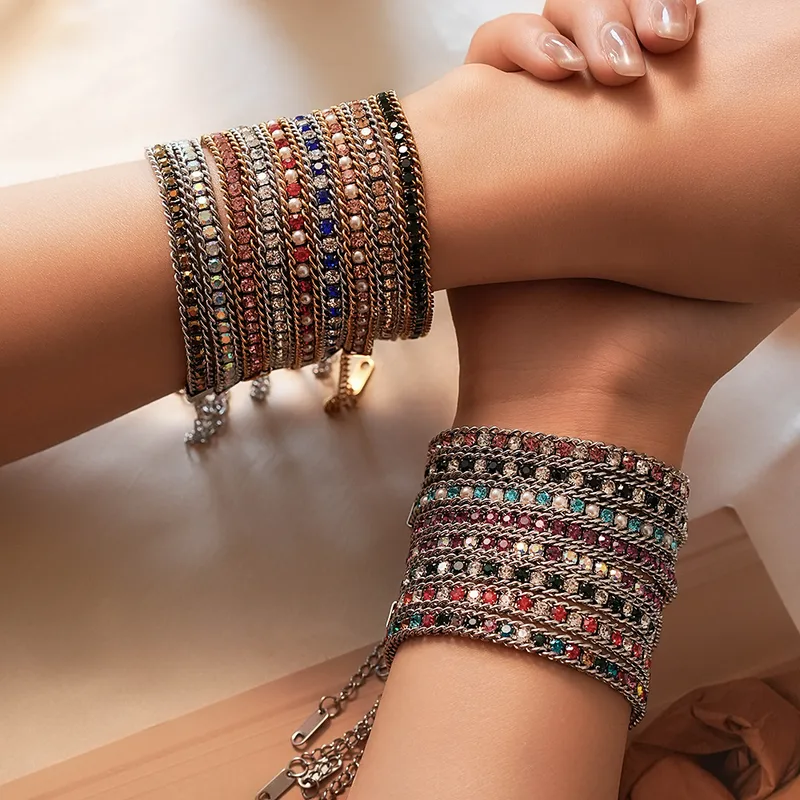 Wholesale Modern Style Classic Style Geometric 304 Stainless Steel Zircon Stainless Steel Bracelets In Bulk