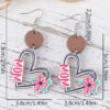 Wholesale New Mother's Day MOM Flower Love Round Pieces Stitching Pendant Earrings Wooden Double-Sided Earrings Mother's Day Gift