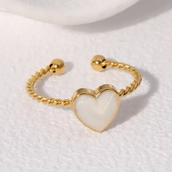 PVD Coated Real Gold Plated 18K Gold Heart Shape 304 Stainless Steel Cute Vintage Style Simple Style Waterproof Non Tarnish Open Rings