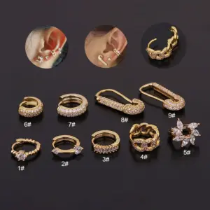 Ear Cartilage Rings & Studs Geometric Copper Zircon