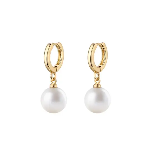Wholesale PVD Coated Real Gold Plated 18K Gold Pearl 304 Stainless Steel Plastic Waterproof Non Tarnish Drop Earrings