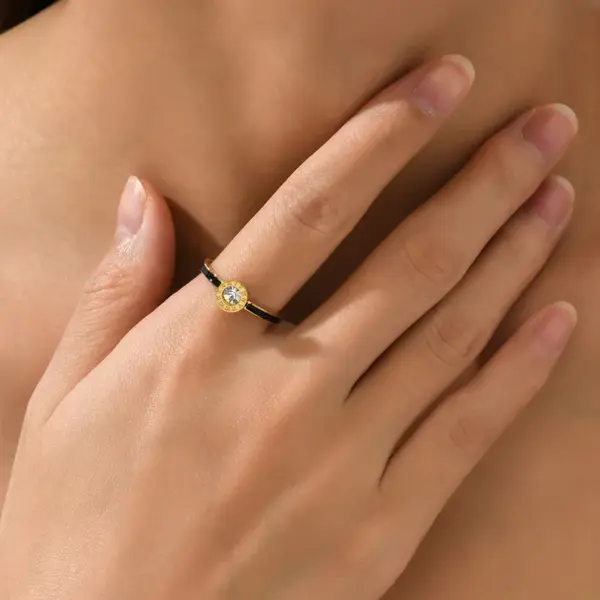 Wholesale PVD Coated Real Gold Plated 14K Gold Round 304 Stainless Steel Vintage Style Waterproof Non Tarnish Rings