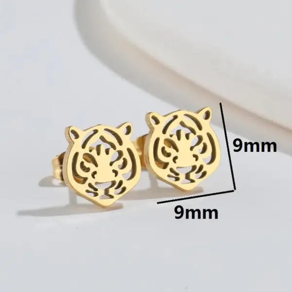 Wholesale PVD Coated 18K Gold Real Gold Plated Tiger 304 Stainless Steel Fashion Waterproof Non Tarnish Earrings