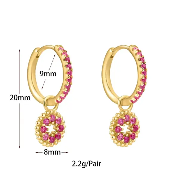 1 Pair Ins Style Round Butterfly Inlay Copper Zircon 24k Gold Plated Earrings
