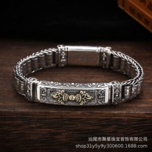 Diamond pestle rotating bracelet 20cm ( 60kg-80kg ) with / Vintage thai silver