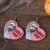 oly-c51ba1f97ca2f5dba4e23f398c0794a8 Wholesale New cross-border Halloween quirky skull hand heart pendant earrings, wooden gothic style, double-sided quirky earrings