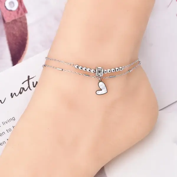 1 Piece Heart Shape Stainless Steel Waterproof Non Tarnish Shell PVD Coated Real Gold Plated Women'S Anklet