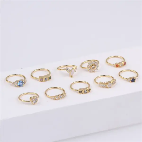 Wholesale Simple Style Round Heart Shape Flower Metal Plating Inlay Zircon Nose Ring 1 Piece