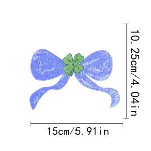 Four leaf clover blue bow / Iron-on adhesive style