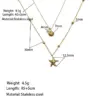 PVD Coated Real Gold Plated 18K Gold Starfish Shell 304 Stainless Steel Marine Style Simple Style Waterproof Non Tarnish 304 Stainless Steel Lobster Trigger Clasp Closure Double Layer Necklaces