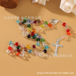 Wholesale 8mm Cross Colored Crystal Necklace