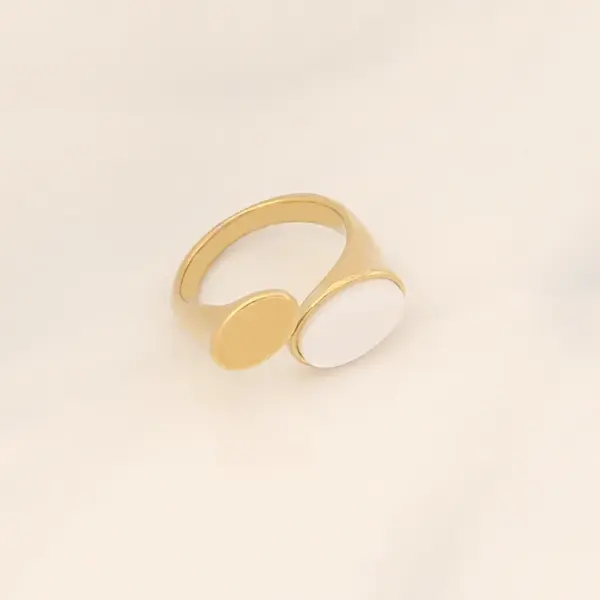 Wholesale Fashion Waves Stainless Steel Inlay Open Ring