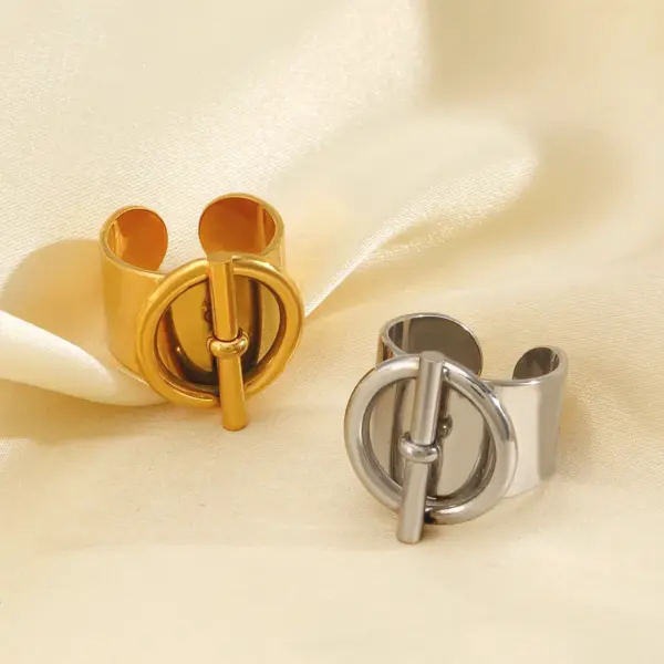 Wholesale Ion Plating (IP) 18K Gold Plated Round 304 Stainless Steel Cute Simple Style Waterproof Non Tarnish Open Rings