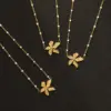 PVD Coated Real Gold Plated 18K Gold Flower 304 Stainless Steel Waterproof Non Tarnish 304 Stainless Steel Pendant Necklace