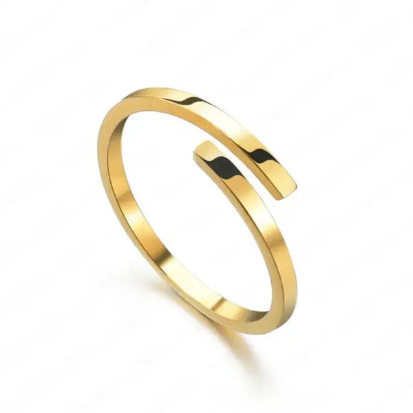 Wholesale PVD Coated Real Gold Plated 18K Gold Geometric 304 Stainless Steel Simple Style Commute Waterproof Non Tarnish Rings