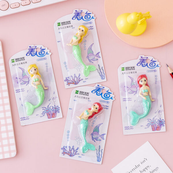 Wholesale Mermaid Shaped Card Eraser Set