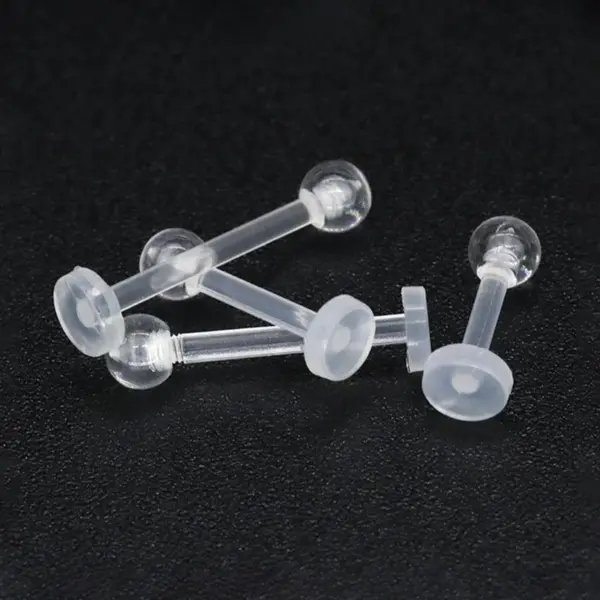 Geometric Pattern Acrylic Invisible Lip Ring Navel Ring Tongue Stud Soft Rod Horseshoe Ring Eyebrow Piercing Handmade